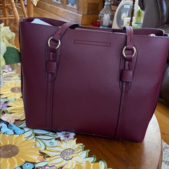 Nanette Lepore Myles Tote Bag with Scarf in Berry - Picture 2 of 7